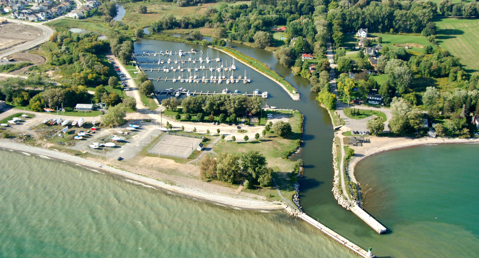 Areal photograph of Newcastle Marina.